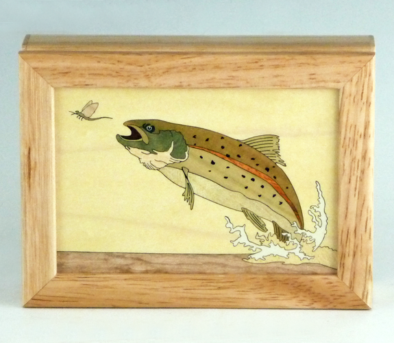 MarqArt - Marquetry Wood Box with Trout Design