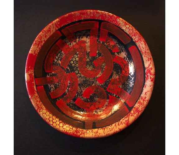 Tom Anderson "Red Logo Plate" Mixed Media on Clay