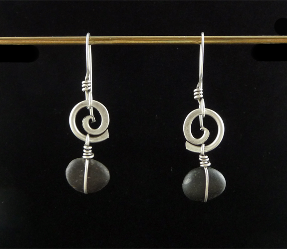Rebecca Bashara River Stone Spiral Earrings