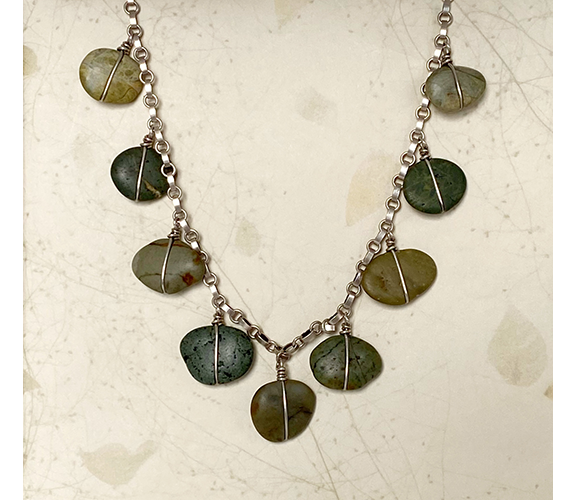 Sterling Silver Green Charm Stone Necklace - Rebecca Bashara