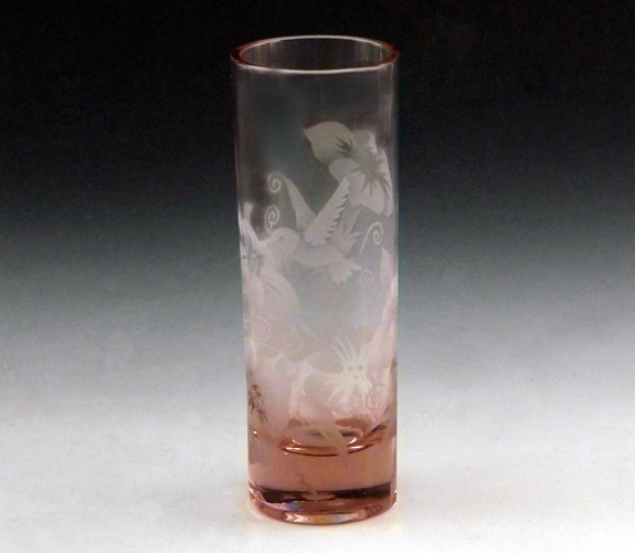 Jaguar Glass - Etched Hummingbird Shot Glass Amethyst