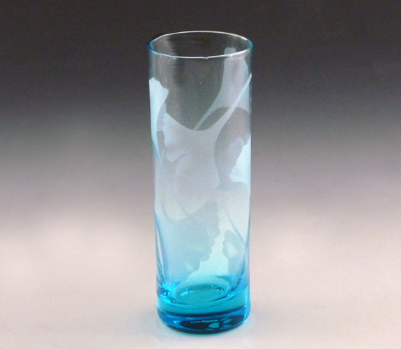 Jaguar Glass - Etched Ginkgo Shot Glass Turquoise