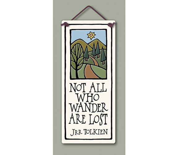 Marcapáginas De Madera Tolkien - Grabado Láser Con Frase 'Not All Who Wander Are Lost', Hecho A Mano En EE.UU., Incluye Borla Dorada