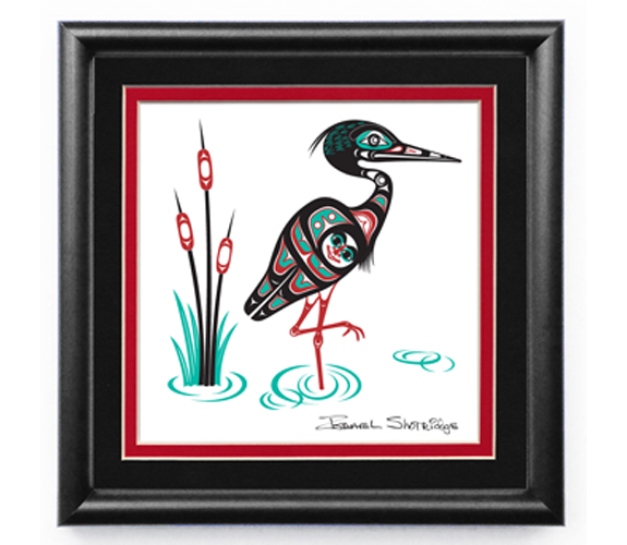 Israel Shotridge -"Heron" Framed Northwest Coast Native Print